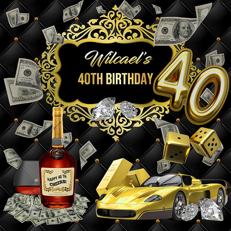 Male 40th Birthday Backdrop-ubackdrop