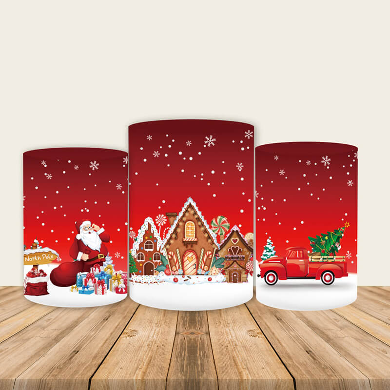 Merry Christmas Fabric Printed Pedestal Cover-ubackdrop