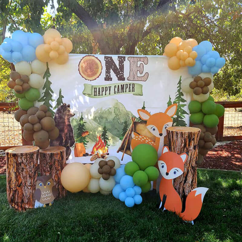 One Happy Camper 1st Birthday Backdrop-ubackdrop