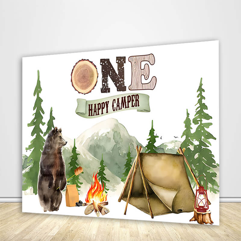 One Happy Camper 1st Birthday Backdrop-ubackdrop