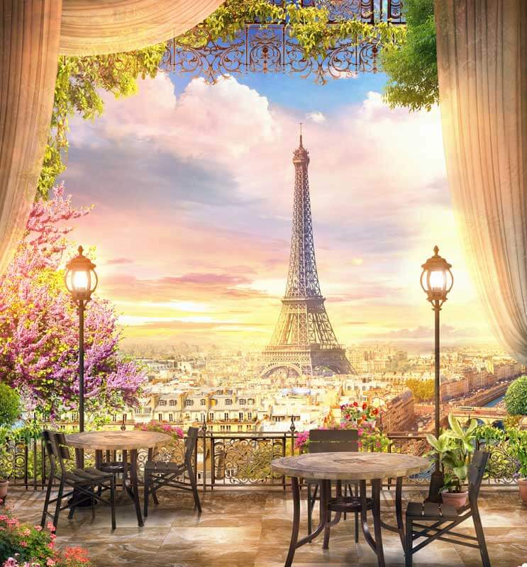 Paris Eiffel Tower Birthday Backdrop-ubackdrop