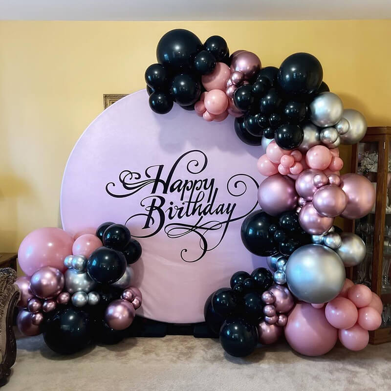 Pink Birthday Party Round Backdrop Cover-ubackdrop