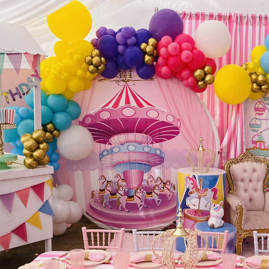 Pink Circus Round Backdrop-ubackdrop