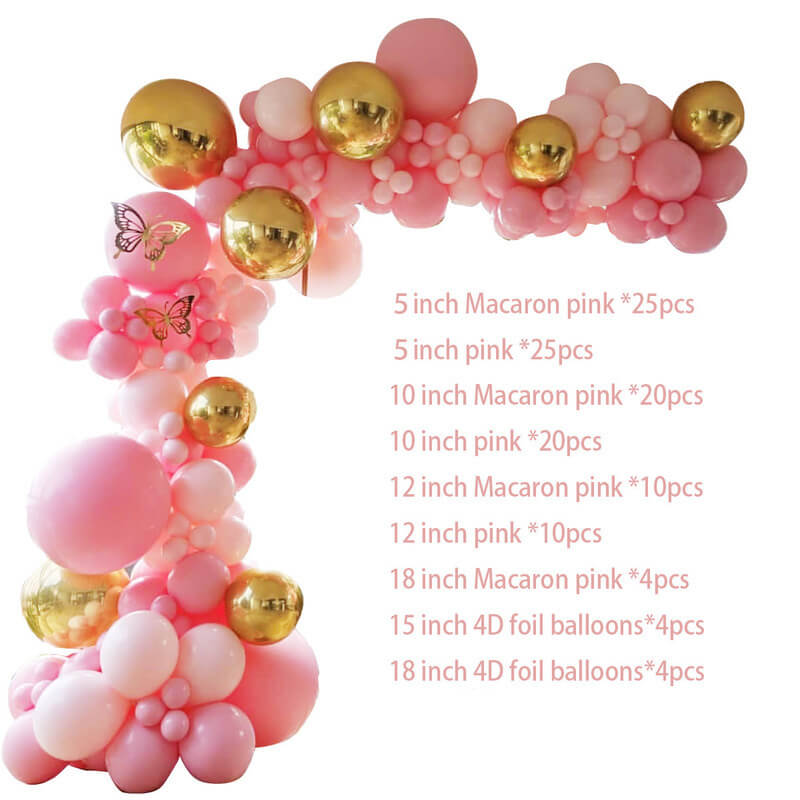 Pink Gold Girl's Birthday Balloon Garland Arch Kit-ubackdrop