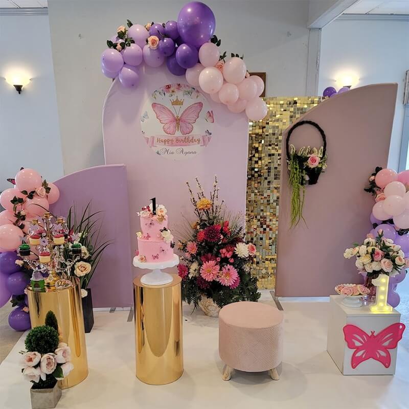Pink Purple Nude Birthday Party Chiara Arched Wall Covers-ubackdrop