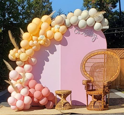Pink Theme Baby Shower Decoration Chiara Backdrop Arched Wall Covers ONLY-ubackdrop