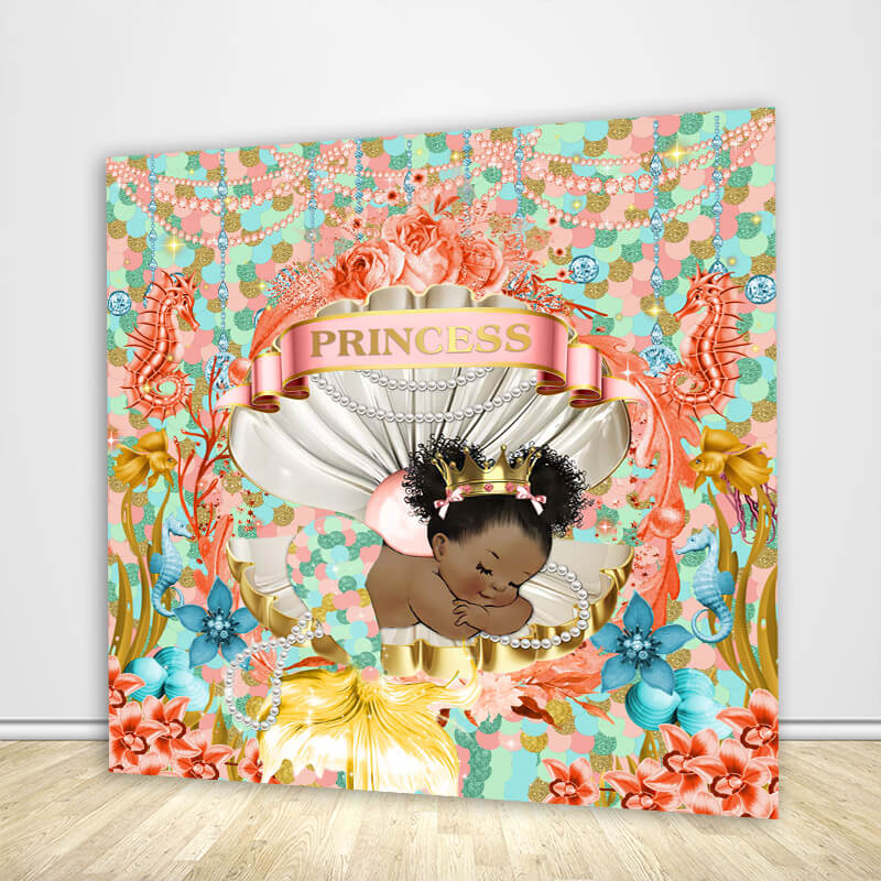 Princess Mermaid Baby Shower Backdrop-ubackdrop