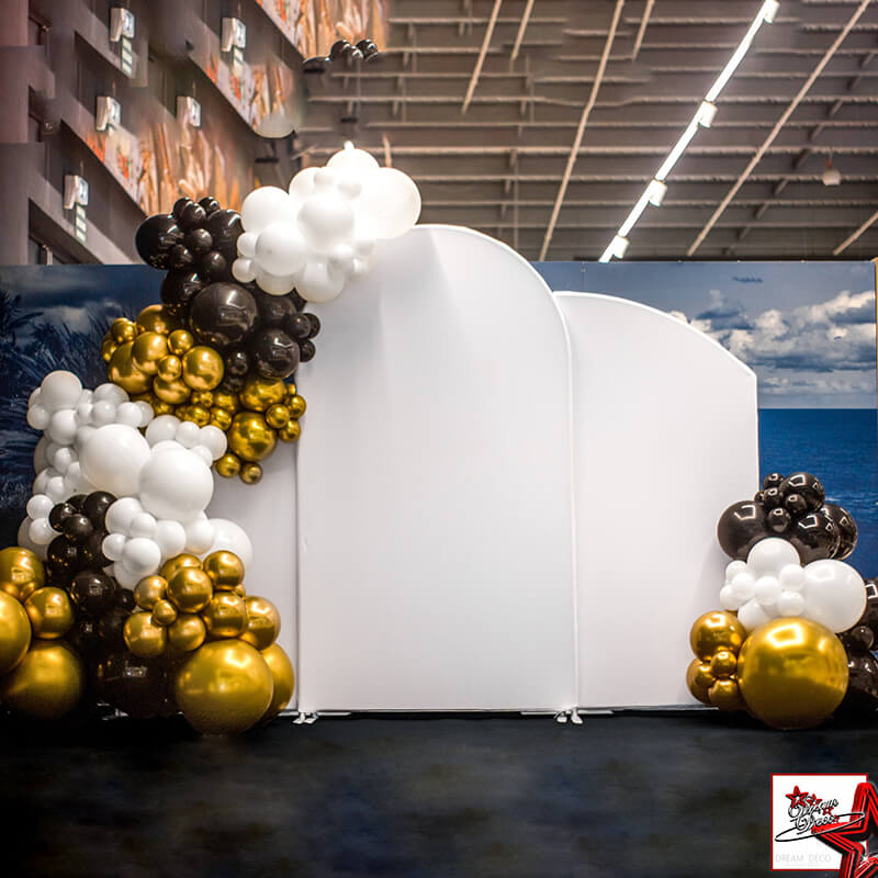 Pure White Birthday Party Decoration Chiara Backdrop Arched Wall Covers ONLY-ubackdrop