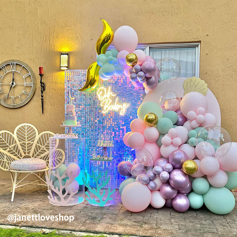 Rainbow Blue Shimmer Wall Panels – Easy Setup Wedding/Event/Theme Party Decorations-ubackdrop