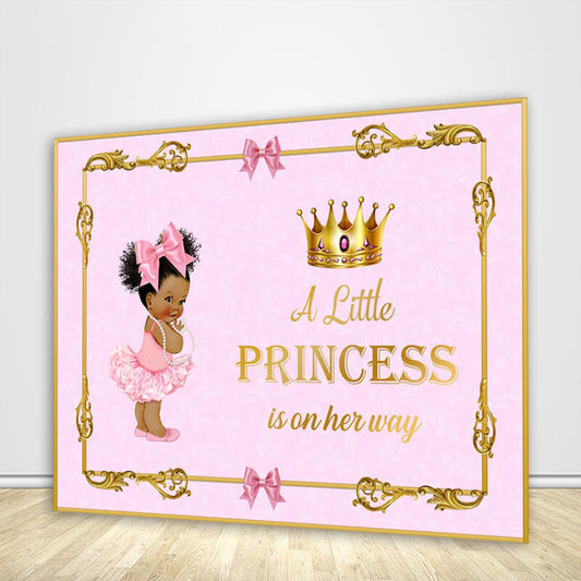 Royal Theme Baby Girl Princess Baby Shower Backdrop Pink 1st Birthday Backdrop-ubackdrop
