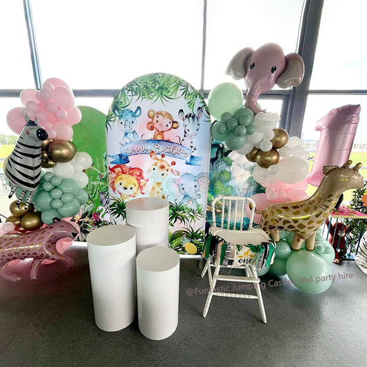 Safari Wild Theme Birthday Party Decoration Chiara Backdrop Arched Wall Covers ONLY-ubackdrop