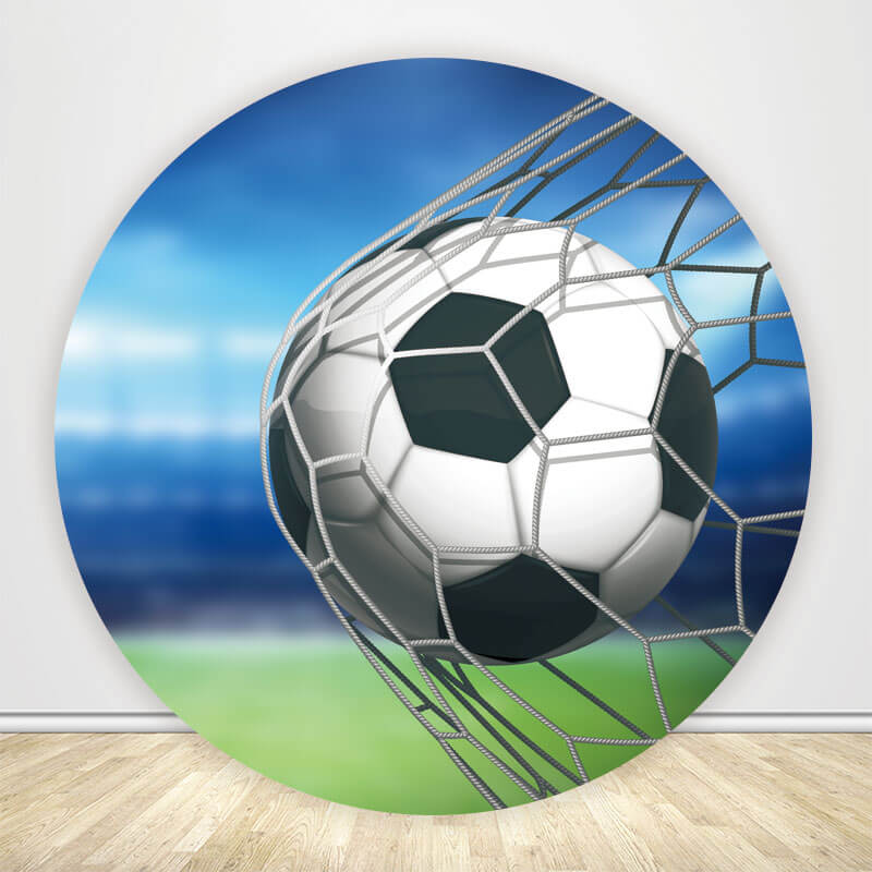 Soccer Ball Birthday Party Round Backdrop Cover-ubackdrop