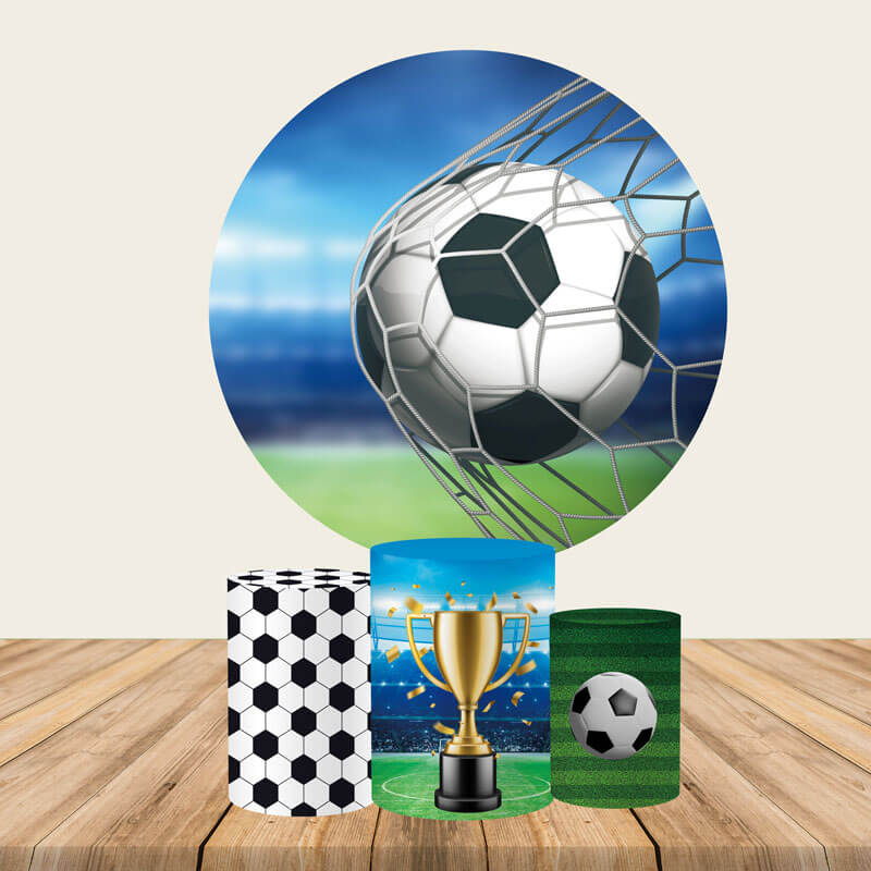 Soccer Ball Birthday Party Round Backdrop Cover-ubackdrop