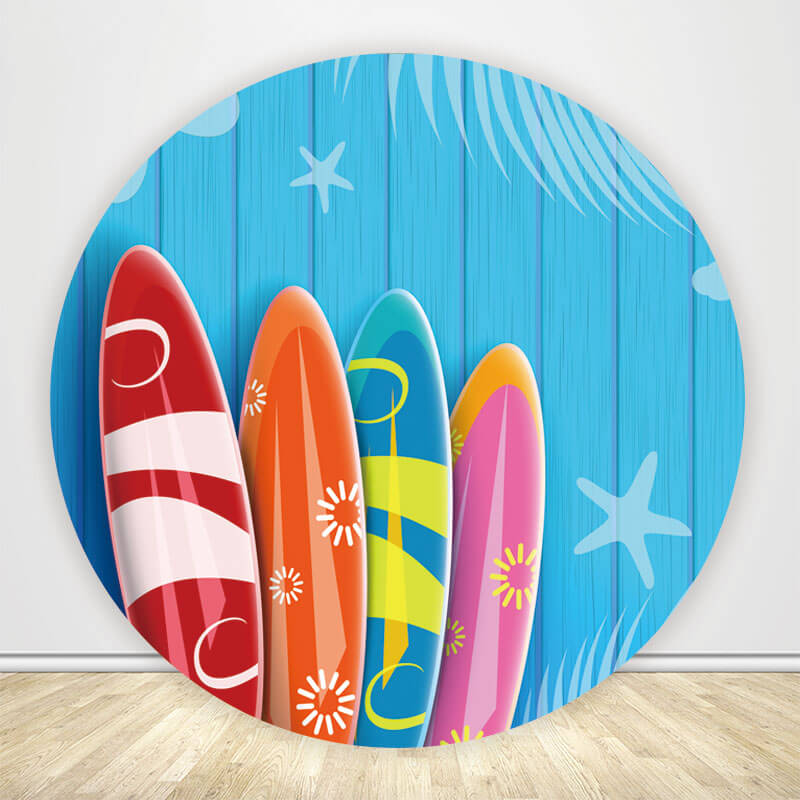 Surf's up Surfboard Round Backdrop Cover-ubackdrop