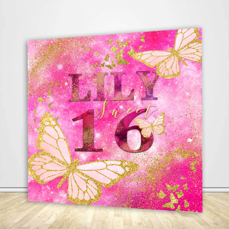 Sweet 16 Hot Pink Birthday Backdrop-ubackdrop