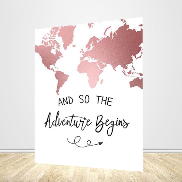 The Adventure Begins Wedding Bridal Shower Backdrop-ubackdrop