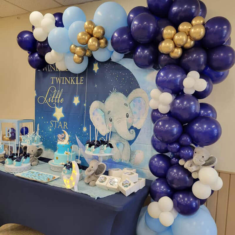 Twinkle Twinkle Little Star Elephant Baby Shower Backdrop-ubackdrop