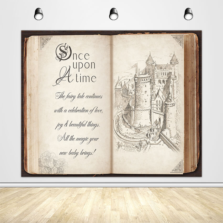 Once Upon a Time Story Book Backdrop Storybook Party Backdrop Banner-ubackdrop