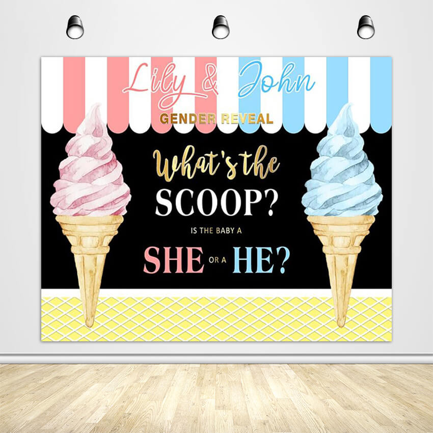 Custom Girl or Boy Gender Reveal Backdrop Blue or Pink Gender Reveal Photo Backdrop-ubackdrop