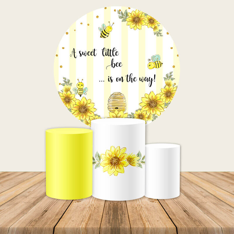 Bumble BEE Round Backdrop | Baby Shower Party Decoration Backdrop - Designed, Printed and Shipped-ubackdrop