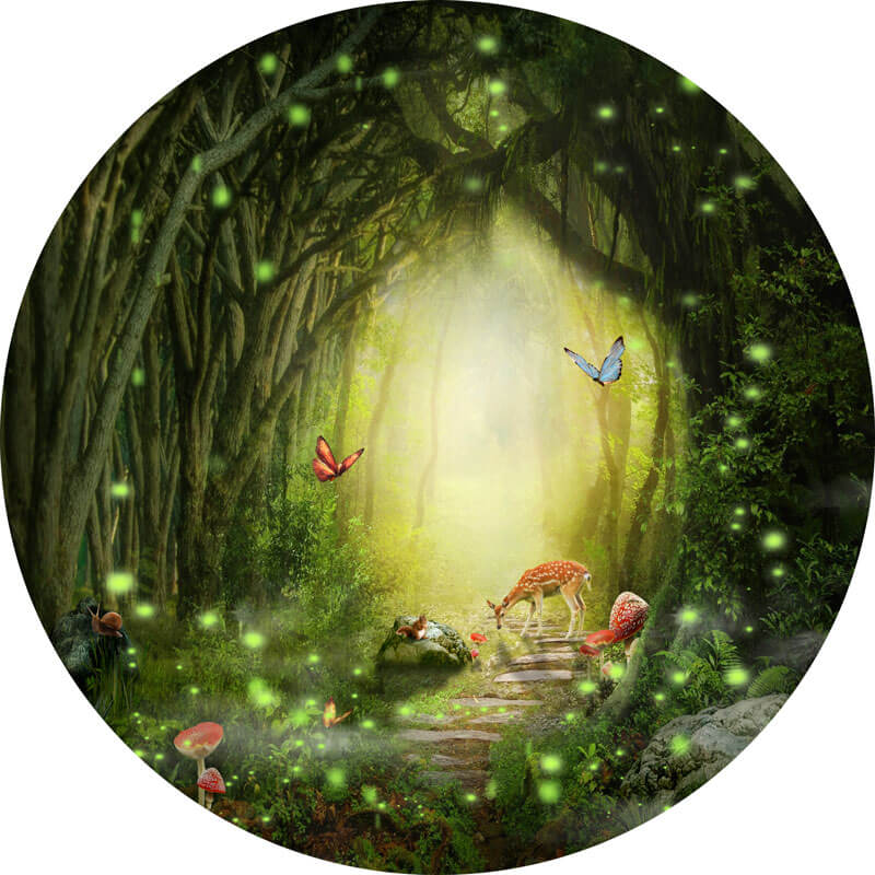 Enchanted Forest Round Backdrop | Baby Shower Backdrop Girls Fairy Tale  Photography Backdrop - Designed, Printed and Shipped