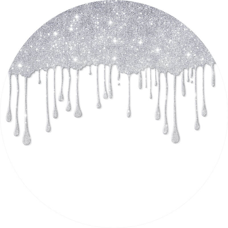 Silver White Round Backdrop | Birthday Party Decoration - Designed, Printed and Shipped-ubackdrop