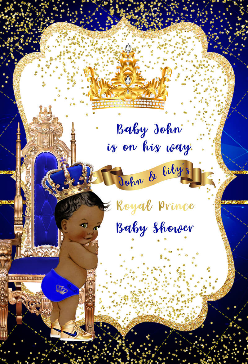 Royal Prince Baby Shower Backdrop - Designed, Printed & Shipped-ubackdrop