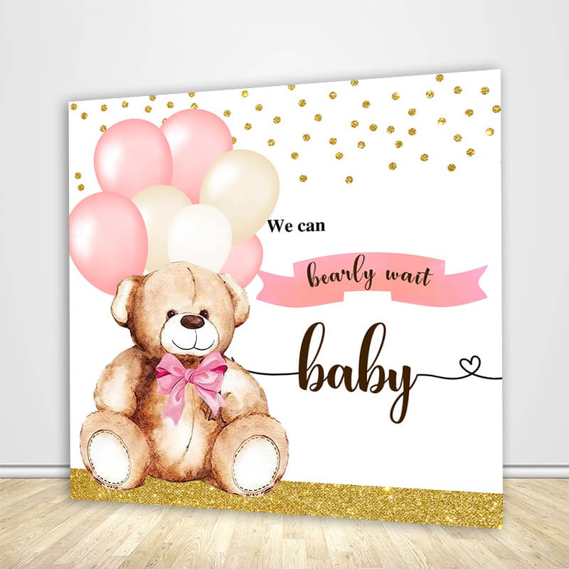 We Can Bearly Wait Baby Shower Girl Backdrop-ubackdrop