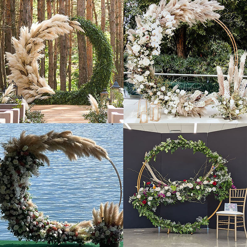 6.5ft Gold Wedding Arch Backdrop Stand Double Layer Round Stand Party Decoration-ubackdrop