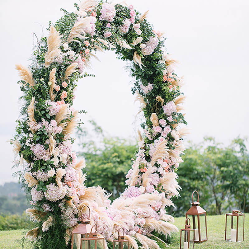 6.5 Ft Round Aluminum Wedding Arch Photo Booth Backdrop Stand-ubackdrop