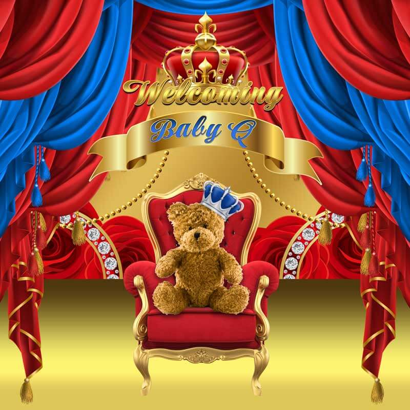 Welcoming Bear Theme Baby Shower Backdrop-ubackdrop