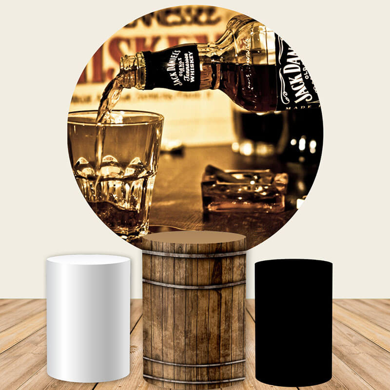 Whiskey Birthday Party Round Backdrop Cover-ubackdrop