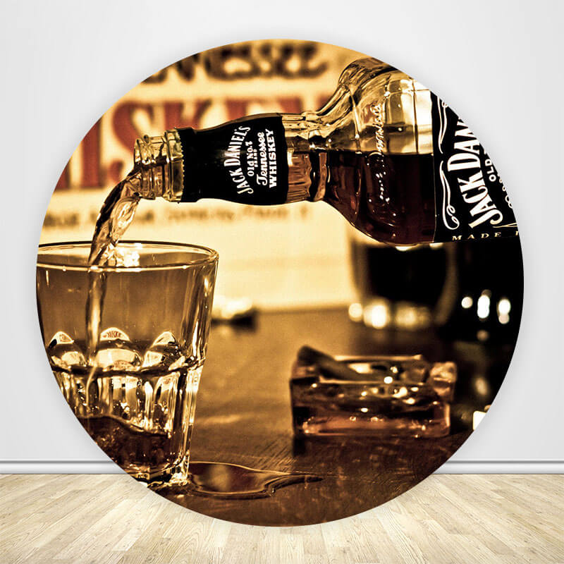 Whiskey Birthday Party Round Backdrop Cover-ubackdrop