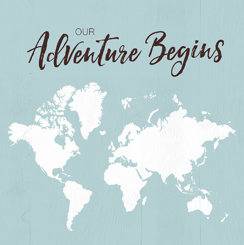 World Map Our Adventure Begins Wedding Backdrop-ubackdrop