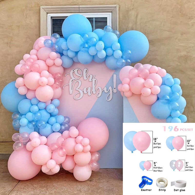 Pink or Blue Gender Reveal Balloon Garland Arch Kit-ubackdrop