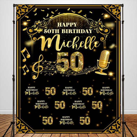Golden Birthday Theme Custom Backdrop-ubackdrop
