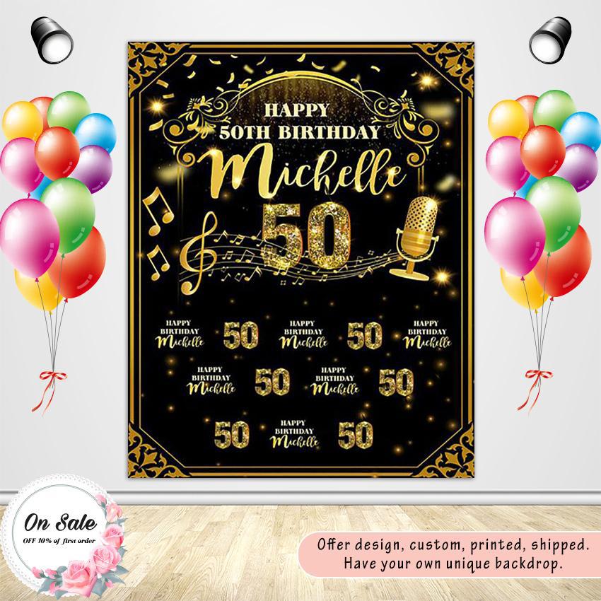 Golden Birthday Theme Custom Backdrop-ubackdrop