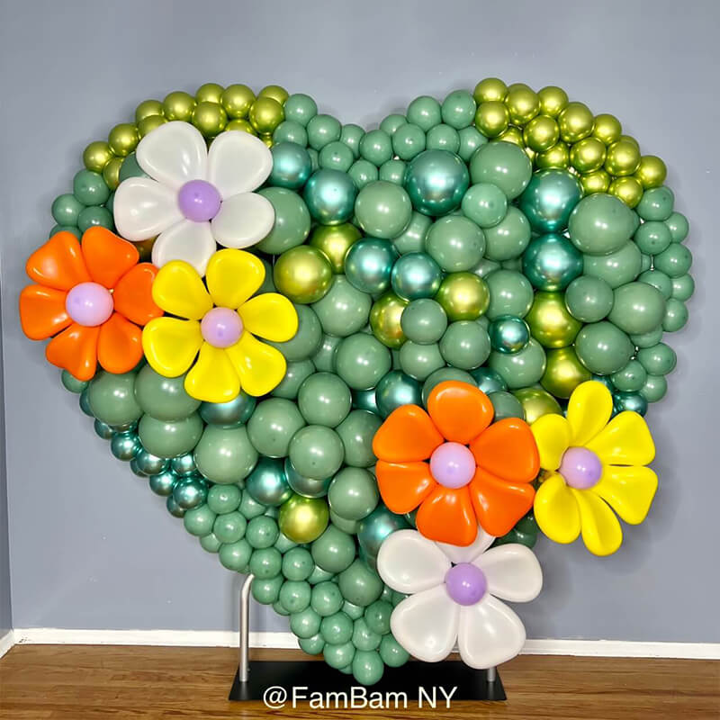 6.5ft Party & Hoop Balloon Heart Shape Loop Flower Arch Photo Booth Backdrop Stand Heart Backdrop-ubackdrop