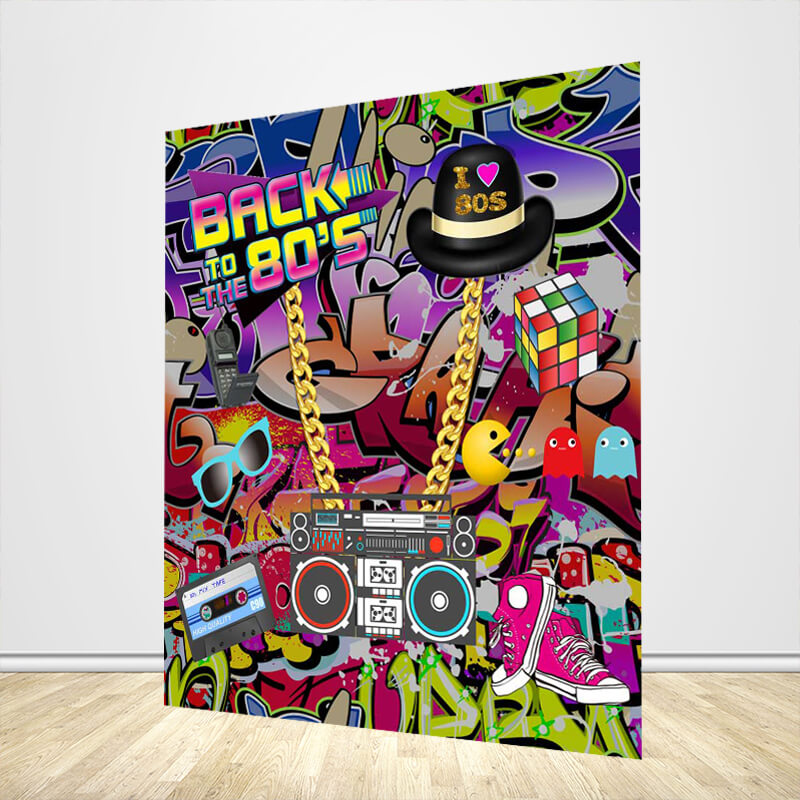 80s Hip Hop Graffiti Theme Party Custom Backdrop-ubackdrop