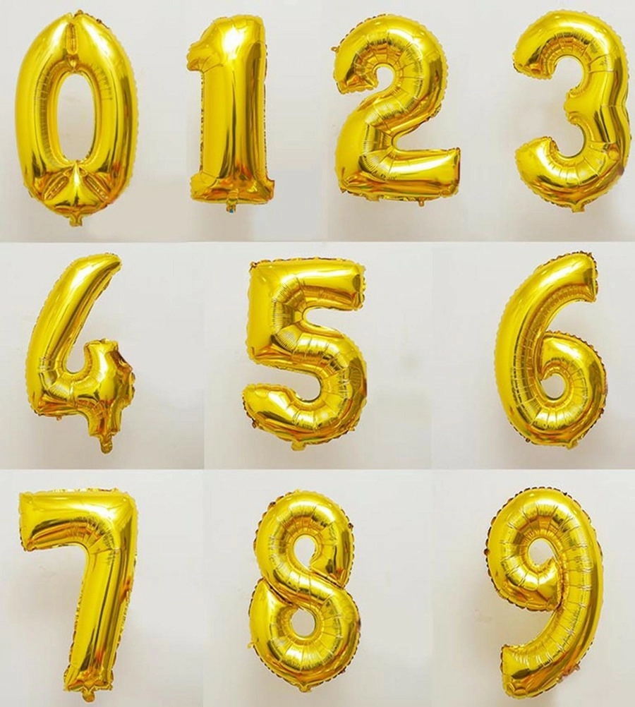 16" Gold/Silver Number Balloons Birthday Party Decor-ubackdrop