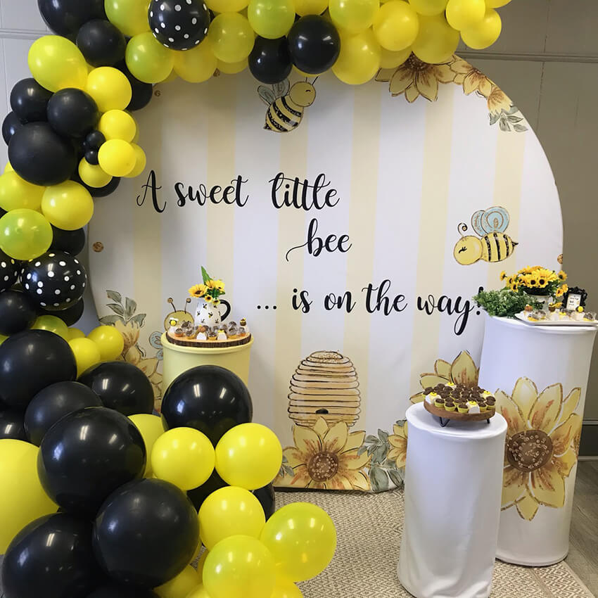 Bumble BEE Round Backdrop | Baby Shower Party Decoration Backdrop -  Designed, Printed and Shipped