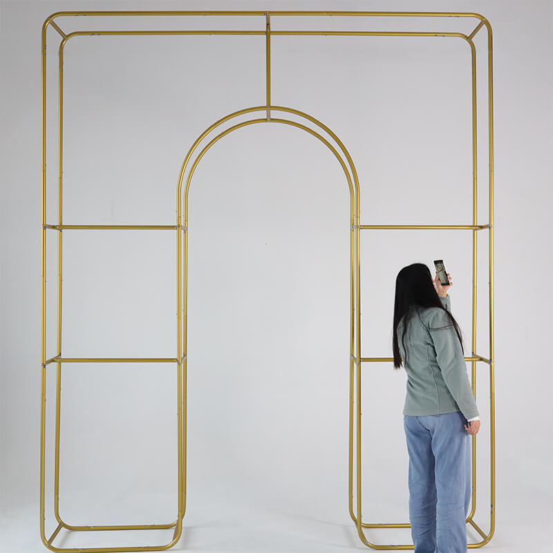 Curved Wedding Arch Double Layer Party Decoration Flower Arch-ubackdrop
