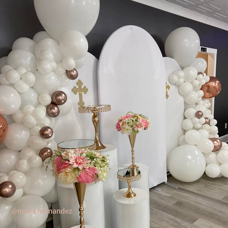 Pure White Solid White Birthday Party Arch Wall Covers-ubackdrop