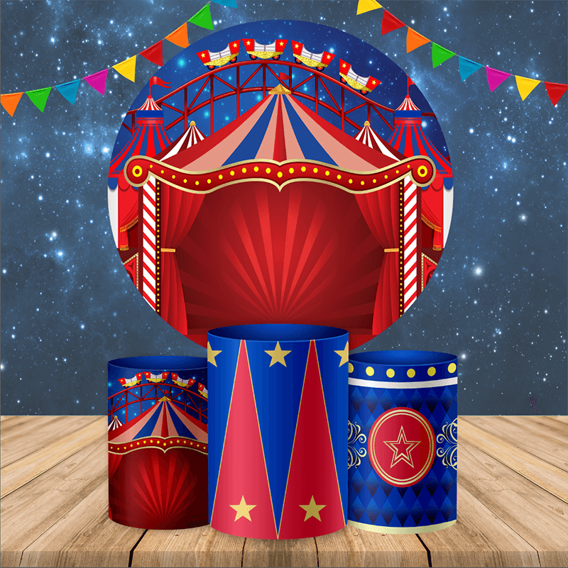Circus Backdrop Circle Carnival Theme Birthday Backdrop-ubackdrop