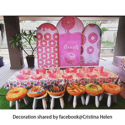 Donuts Theme Birthday Party Decoration Chiara Backdrop Arched Wall Covers ONLY-ubackdrop