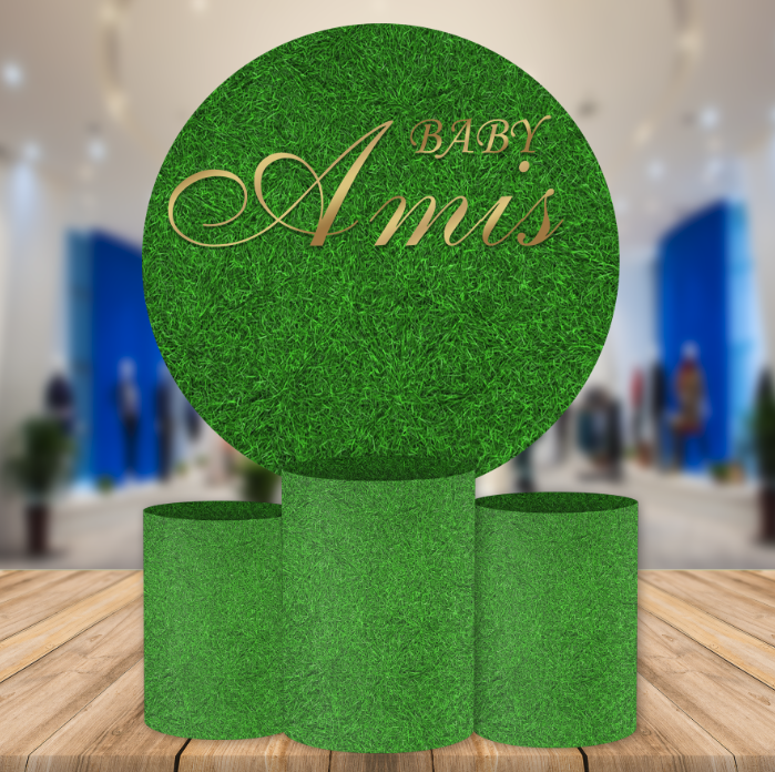 Green Grass Round Backdrop Wedding Baby Shower Birthday Circle Backdrop Custom Round Backdrop-ubackdrop