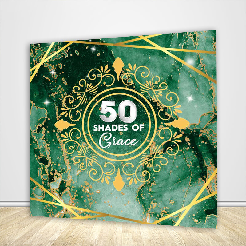 birthday tarp background 50 Shades of Green Birthday Backdrop, 10Wx10H ft