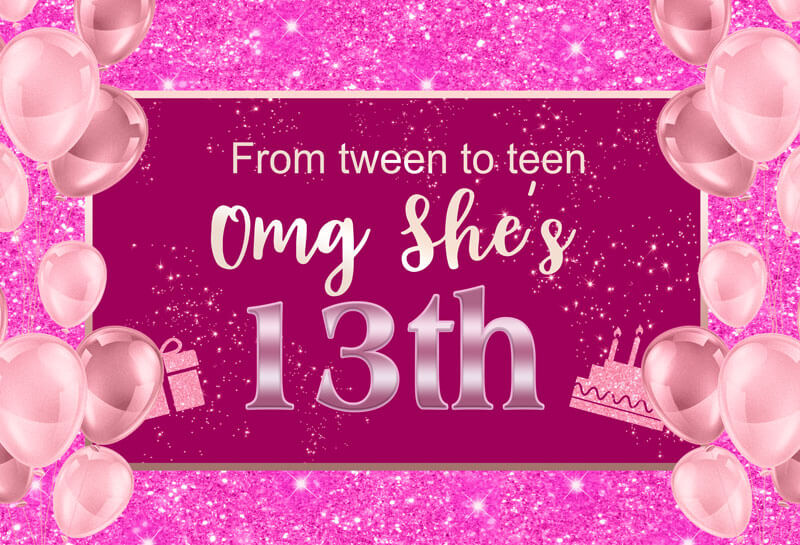 She's 13th Girl's Birthday Backdrop-ubackdrop