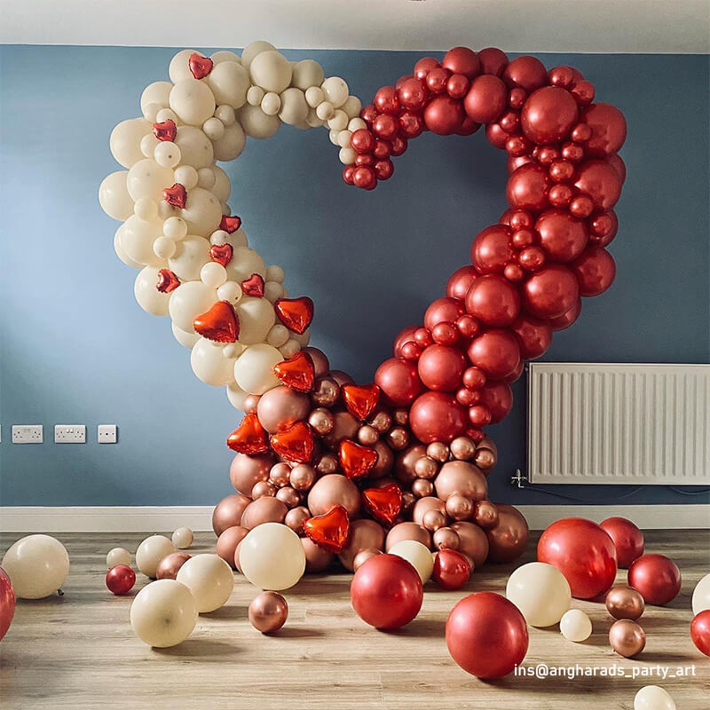 6.5ft Party & Hoop Balloon Heart Shape Loop Flower Arch Photo Booth Backdrop Stand Heart Backdrop-ubackdrop