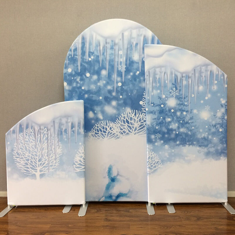 Wonderland Theme Birthday Party Decoration Chiara Backdrop Arched Wall Covers Snow & Ice ONLY-ubackdrop